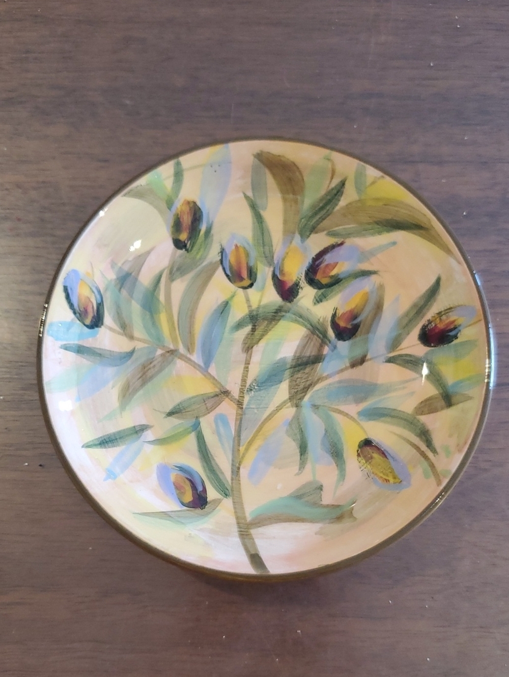 Margaret Le Van Designs Hand-Painted Olive Branch Decorative Dish